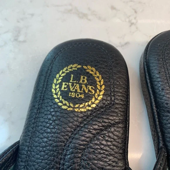 NEW LB Evans Black Leather Aristocrat Smoking Comfort Men's Slippers Size 9 - Picture 3 of 6